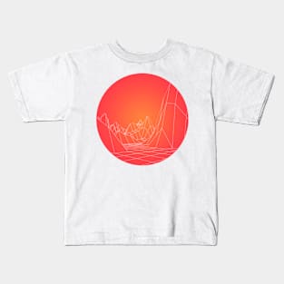 Graphical 80s Retro Sunburst Mountains Kids T-Shirt